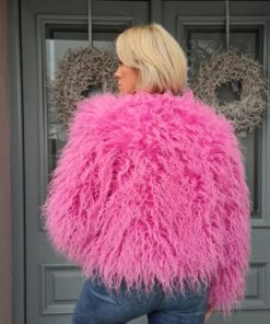 pink fluffy jacket