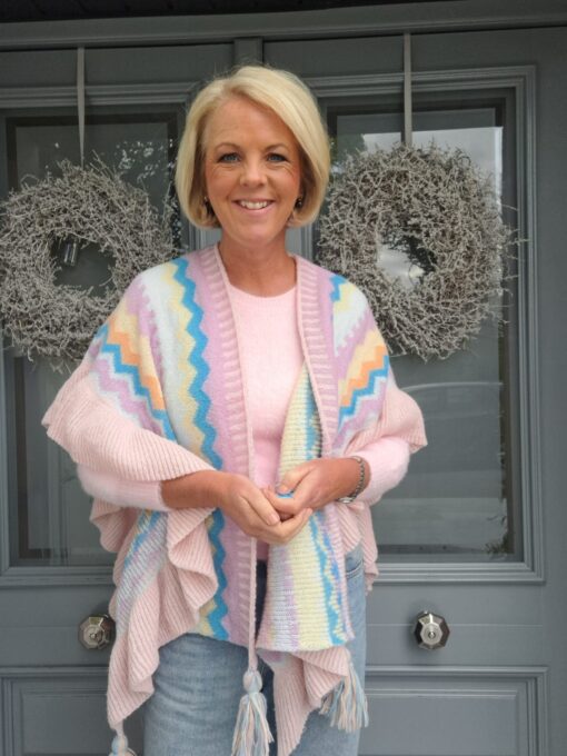 Pink knit wrap from Veronica's Closet