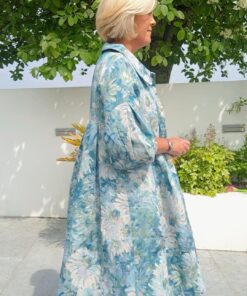 Blue floral Jacquard coat