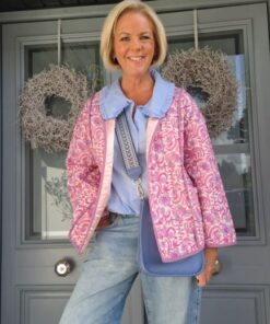 pink quilted jacket