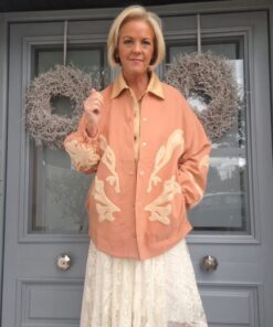 peach embroidered jacket