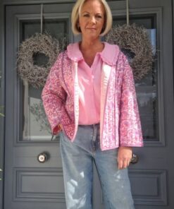 pink quilted jacket