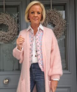 long pink cardigan